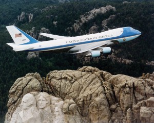 Air Force One over Mt. Rushmore. 