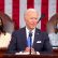 President Joe Biden of the United Speech gives his first speech to the US Congress, with Vice President Kamala Harris (left) and Speaker of the United States House of Representatives, Nancy Pelosi (right)