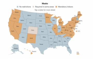 The New York Times: Mask Mandates by State