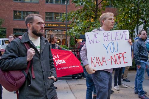 October. US citizens protest the induction of Judge Kavanaugh into the US Supreme Court, who faces allegations of sexual misconduct. 